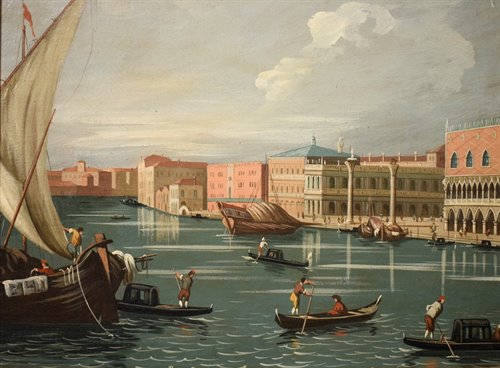 Coppia vedute di Venezia e Roma